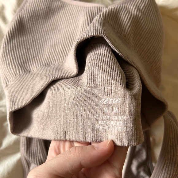 Women's Ribbed Knit Bralettes - Taupe - Picture 3 of 4